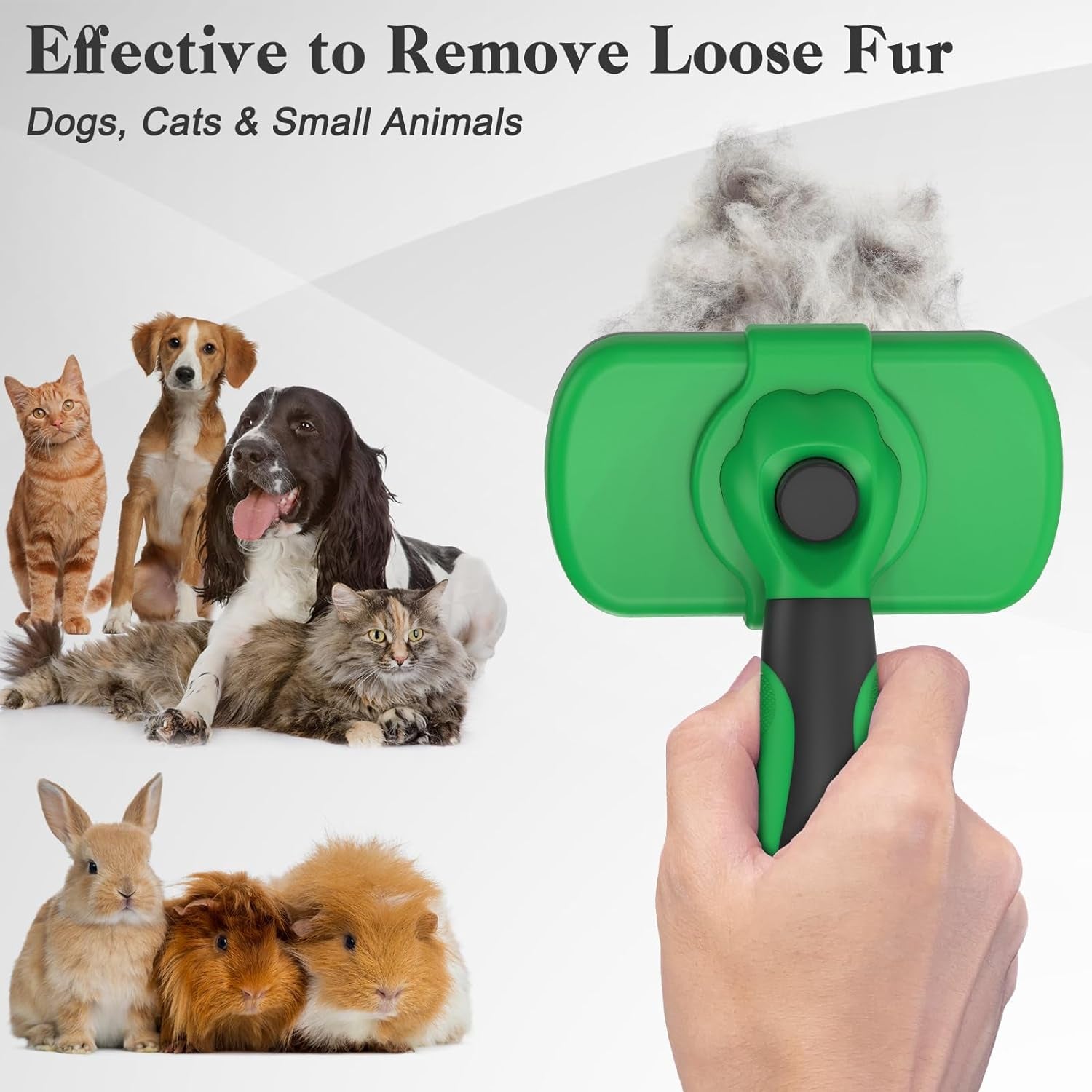 Self Cleaning Slicker Brush - Skin Friendly Deshedding Grooming Tool for Dogs & Cats, Suitable for Shedding & Haired Pets, with Pet Supplies Accessories, Green
