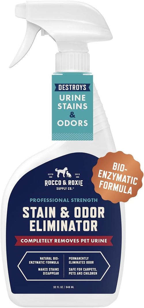 Stain & Strong Odor Eliminator, Enzyme Cleaner, Pet Odor Eliminator for Home - Carpet Stain Remover for Cats & Dog Pee - Urine Destroyer - Carpet Cleaner Spray Clear, 32 Fl Oz
